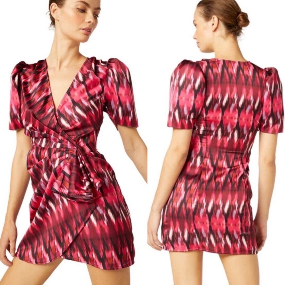 NWT MISA Los Angeles Amina Dress in Fucsia Satin, size Medium
